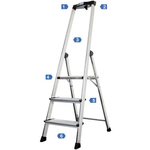 Thumbnail - Krause Safety 127914 Aluminium Stufen-Stehleiter Arbeitshöhe (max.): 2.65 m Silber 4.6 kg