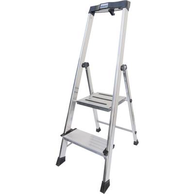 Krause Safety 127921 Aluminium Stufen-Stehleiter  Arbeitshöhe (max.): 2.85 m Silber  5.5 kg