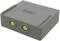 Ein graues elektronisches Gerät mit zwei goldenen Anschlüssen auf der Vorderseite, beschriftet mit 'RC08 1 DCME 1'.