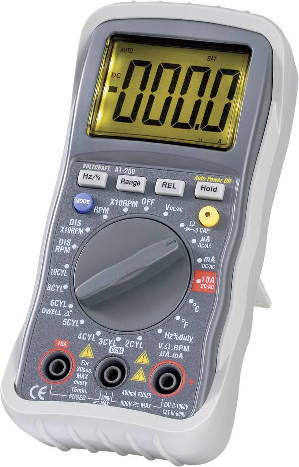 VOLTCRAFT AT-200 Hand-Multimeter digital KFZ-Messfunktion CAT III 600 V Anzeige (Counts): 4000