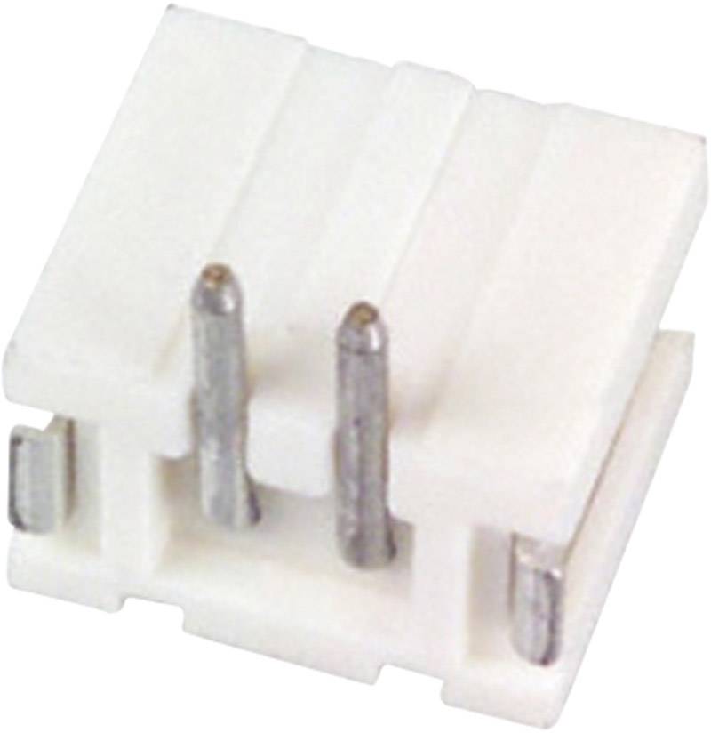 Ein weißer, 3-poliger elektrischer Steckverbinder mit Metallstiften und Kunststoffgehäuse. Ideal für elektronische Schaltungen.