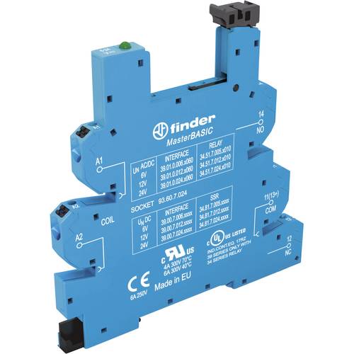 Finder 93.60.7.024 Relaissockel mit Haltebügel, mit LED, mit EMV-Entstörbeschaltung Passend für Serie (Relais): Finder S...