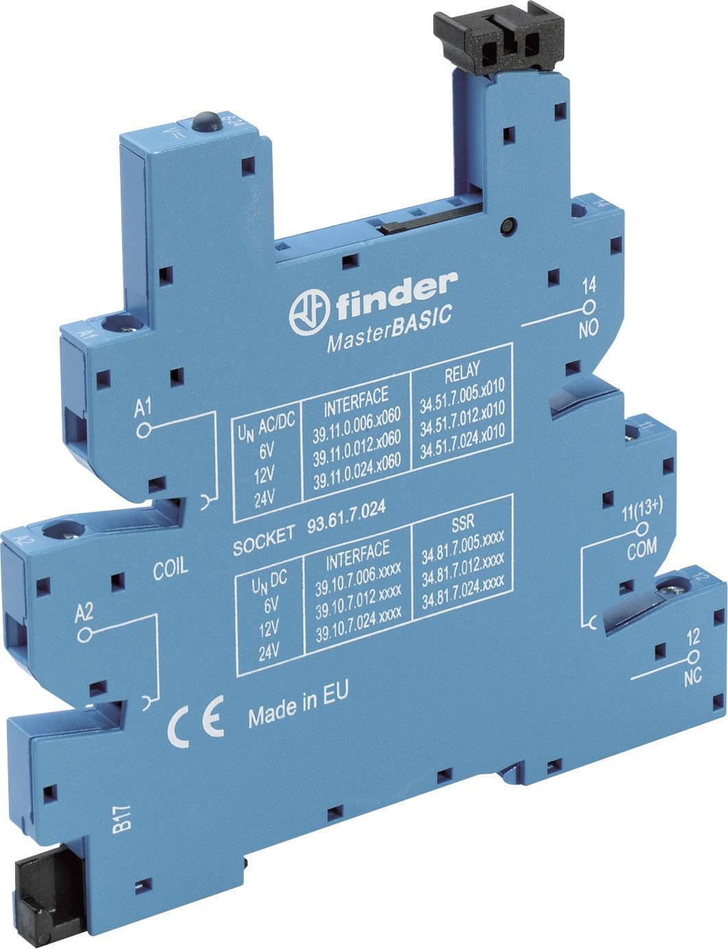 FINDER Relaissockel mit Haltebügel, mit LED, mit EMV-Entstörbeschaltung 1 St. Finder 93.61.7.024 Pas