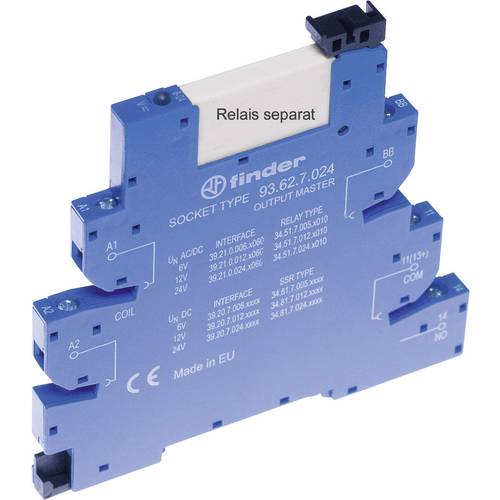 Finder 93.62.7.024 Relaissockel mit Haltebügel, mit LED, mit EMV-Entstörbeschaltung Passend für Serie (Relais): Finder S...