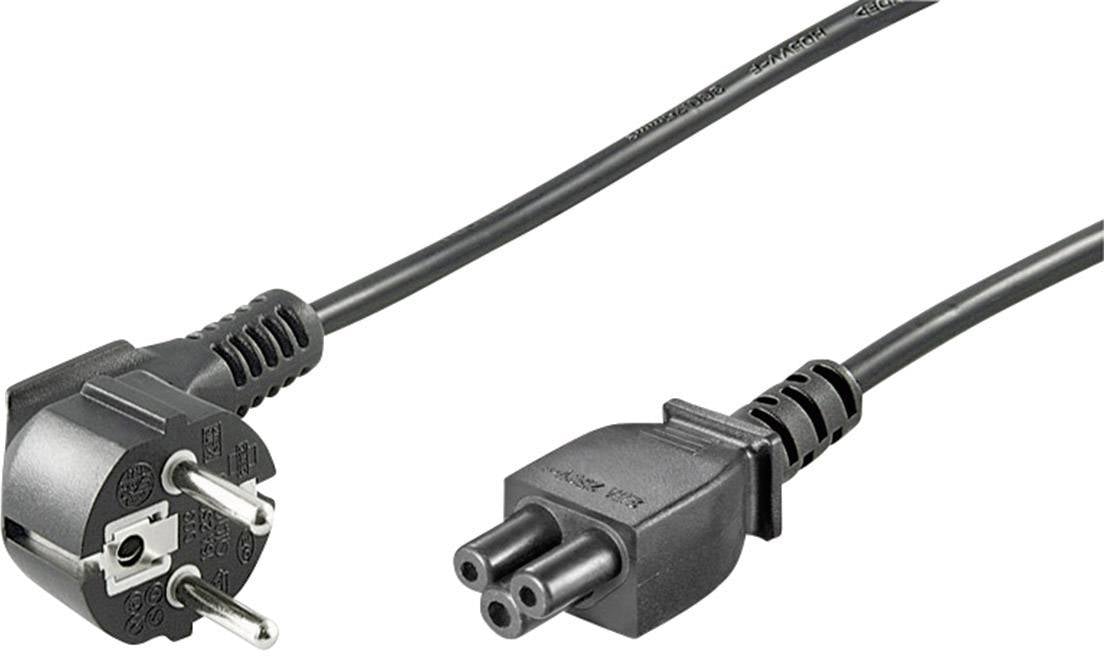 Goobay Power Supply Cord (CEE 7/7 to IEC C5 Mickey Mouse), Angled, 1.8m, Black