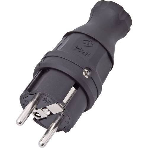 interBär 9003-004.01 Schutzkontaktstecker Gummi 230 V Schwarz IP44