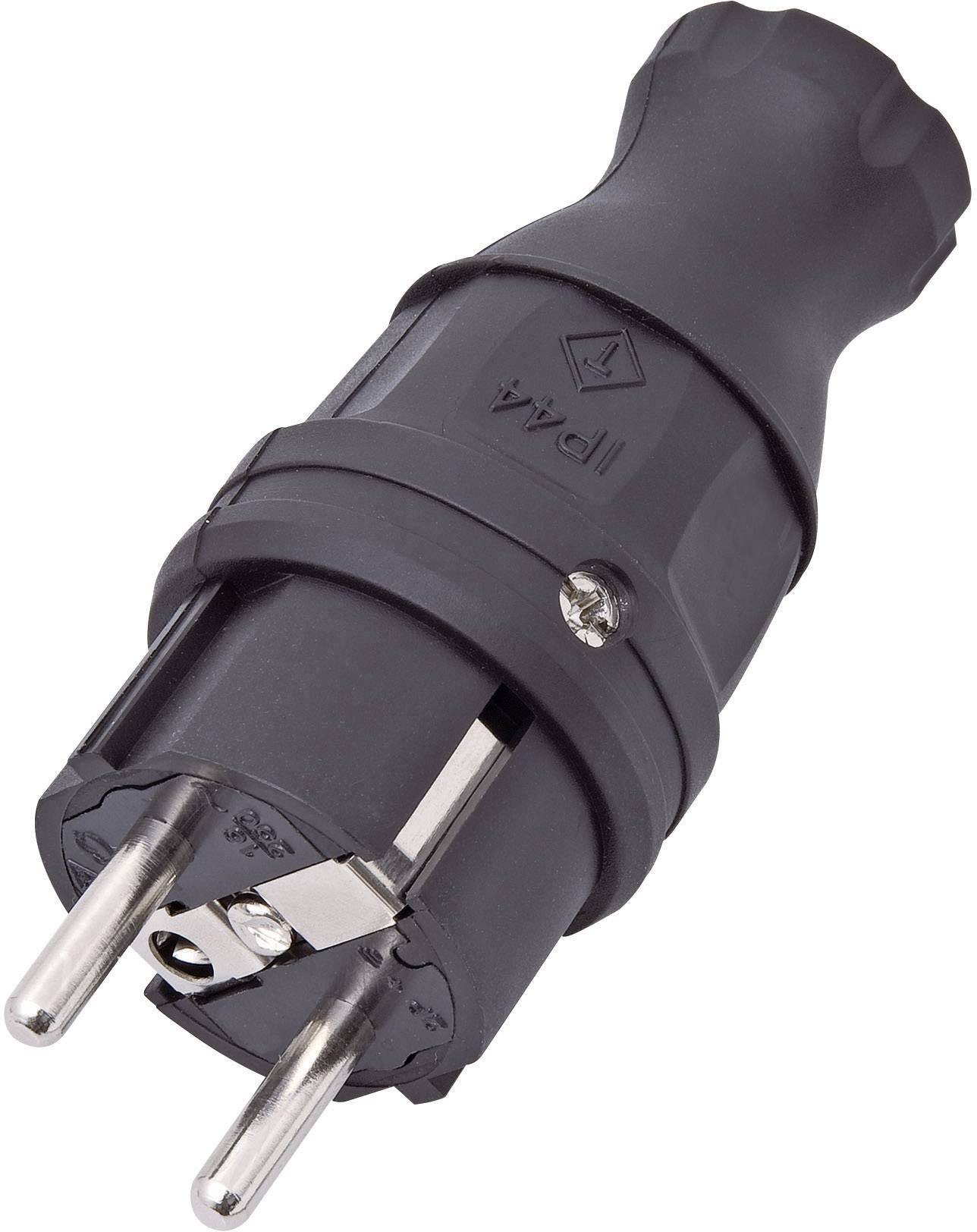 interBär 9003-004.01 Schutzkontaktstecker Gummi 230 V Schwarz IP44