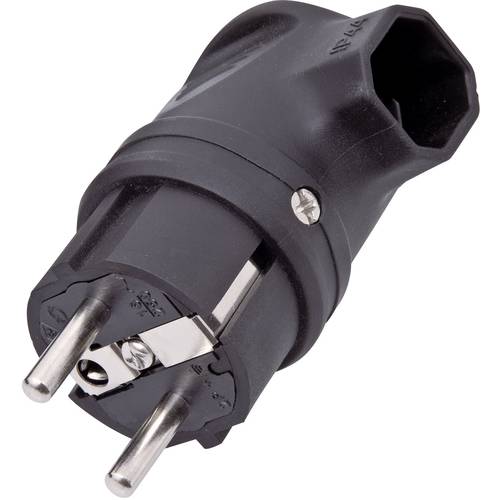 interBär 9004-004.01 Schutzkontakt-Winkelstecker Gummi 230 V Schwarz IP44