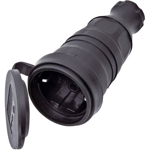 interBär 9005-004.01 Schutzkontaktkupplung Gummi 230 V Schwarz IP44