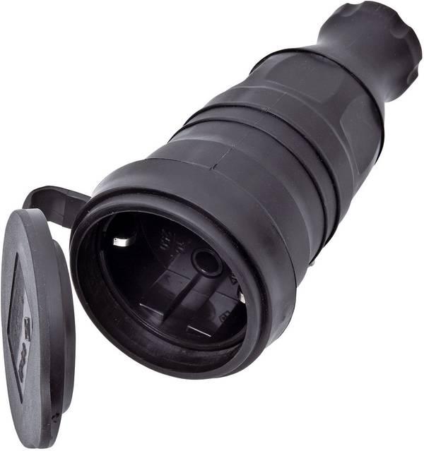 interBär 9005-004.01 Schutzkontaktkupplung Gummi 230 V Schwarz IP44