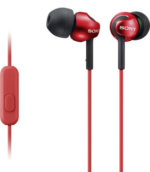 Sony MDR-EX110AP In Ear Kopfhörer kabelgebunden Stereo Rot Headset Handy