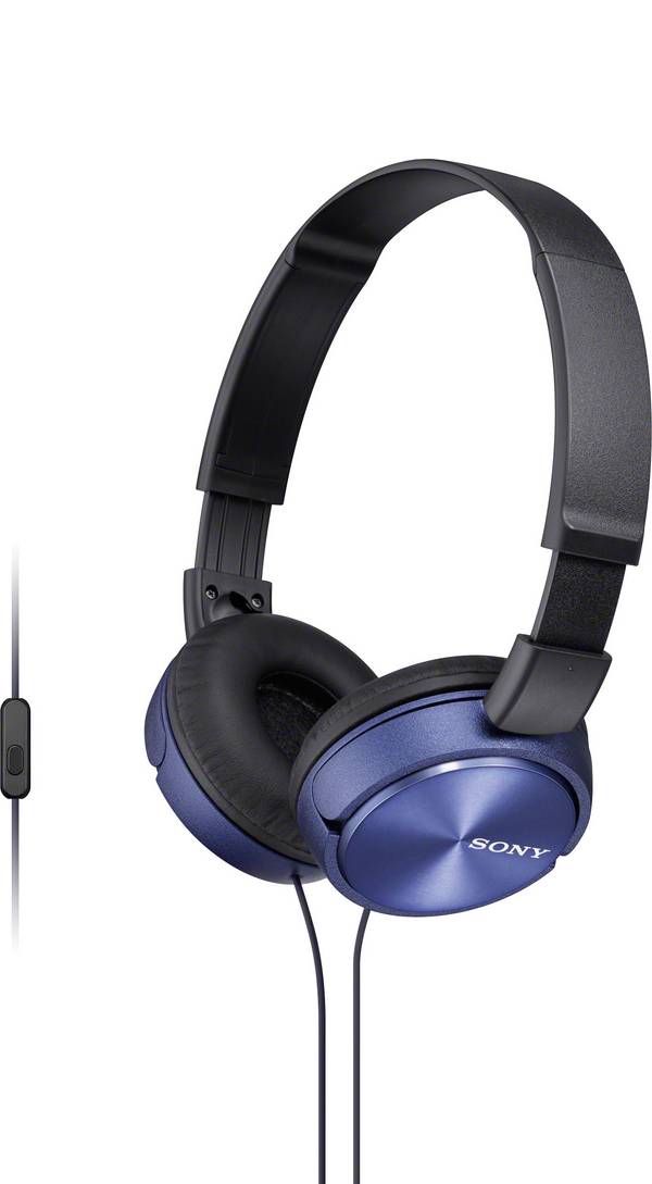 Sony MDR-ZX310AP On Ear Kopfhörer kabelgebunden Blau Headset, Faltbar Handy