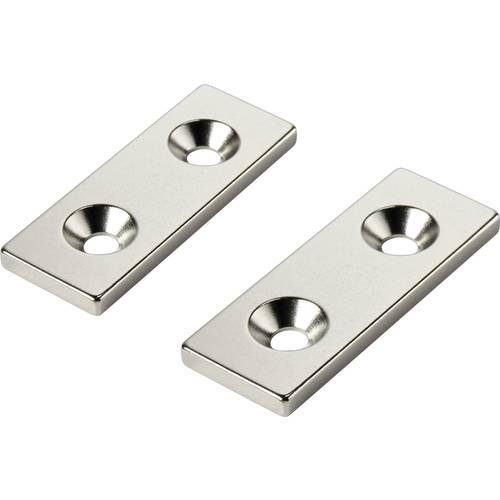 Thumbnail - TRU COMPONENTS TC-12250648 Permanent-Magnet Rechteckig (L x B x H) 40 x 15 x 3 mm M4 Grenztemperatur (max.): 150 °C