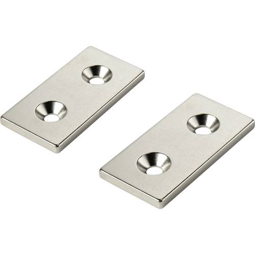 Thumbnail - TRU COMPONENTS W40L20T3-2M4 Permanent-Magnet Rechteckig (L x B x H) 40 x 20 x 3 mm N35 Grenztemperatur (max.): 80 °C