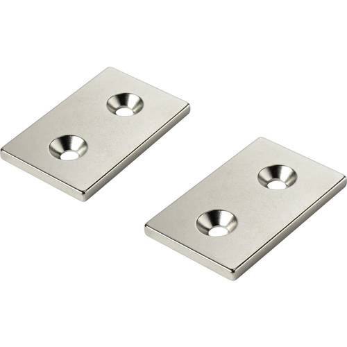 TRU COMPONENTS W40L25T5-2M4 Permanent-Magnet Rechteckig (L x B x H) 40 x 25 x 5 mm N35 Grenztemperatur (max.): 80 °C