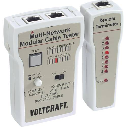 Kabeltester CT-2 VOLTCRAFT CT-2 Geeignet für RJ-45, BNC, RJ-11