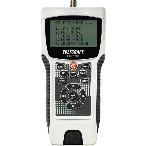 Kabeltester CT-20TDR VOLTCRAFT CT-20TDR Geeignet für geschirmte/ungeschirmte Kabel, CAT3, CAT4, CAT5, CAT5E, CAT6, Coax