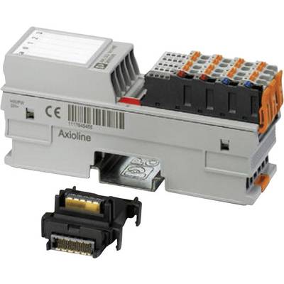Elektronisches Modul mit mehreren Steckplätzen und Kabelanschlüssen, darunter ein passender Steckverbinder.