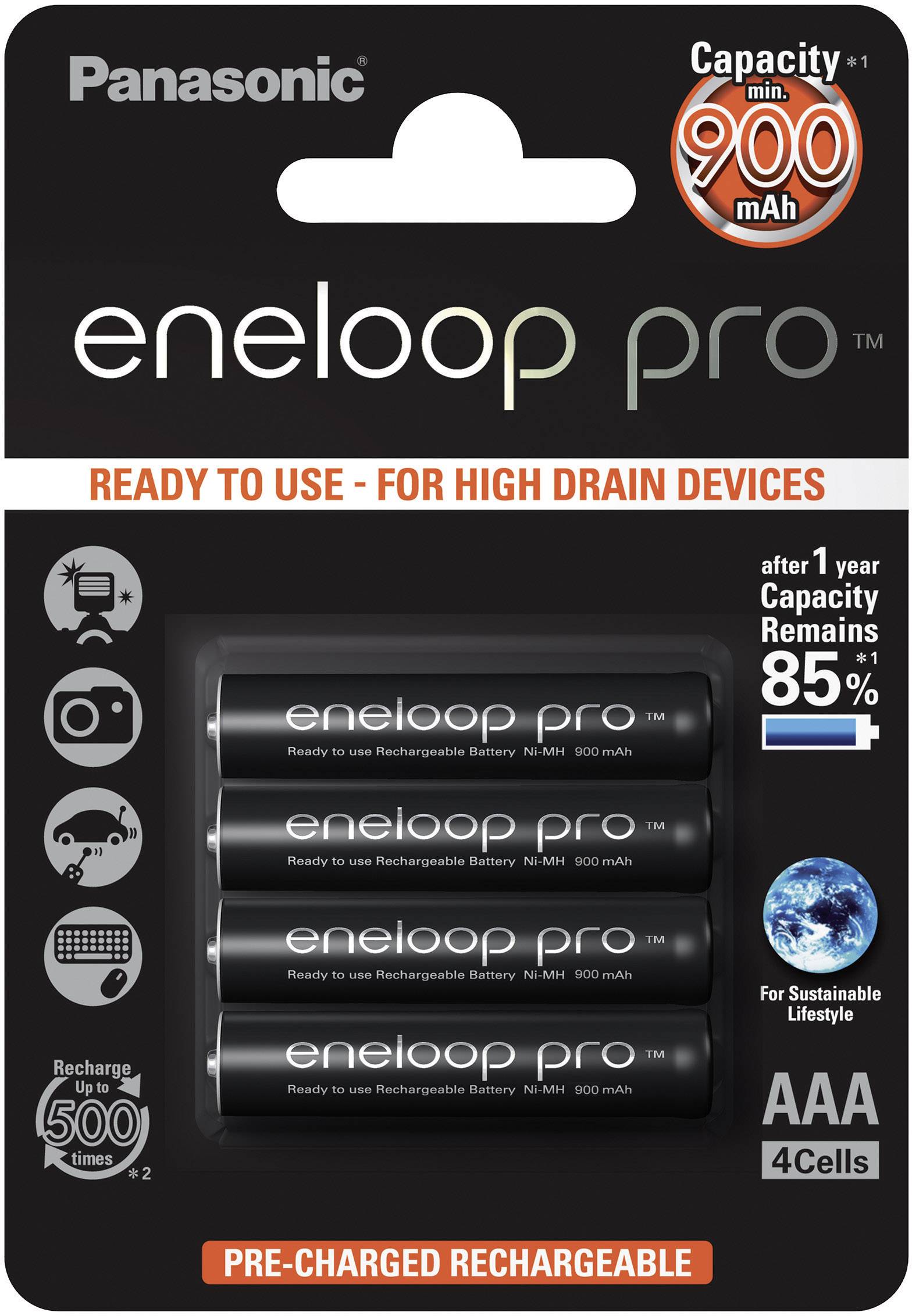 Panasonic eneloop Pro HR03 Micro (AAA)-Akku NiMH 900 mAh 1.2 V 4 St.-3
