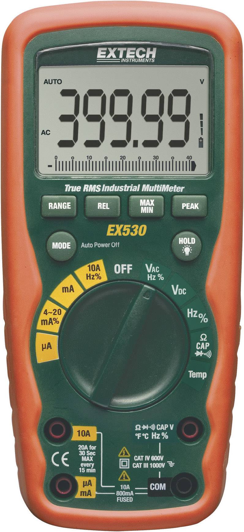 EXTECH Hand-Multimeter digital Extech EX530 Kalibriert nach: ISO Wasserdicht (IP67) CAT III 1000 V,