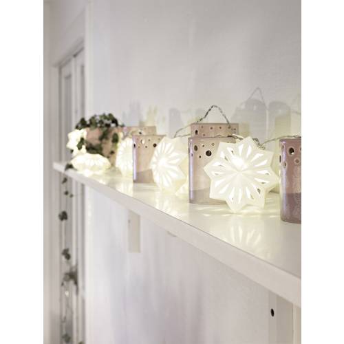 Konstsmide 3192-103 Motiv-Lichterkette Schneeflocke Innen netzbetrieben LED Warmweiß Beleuchtete Länge: 1.98 m
