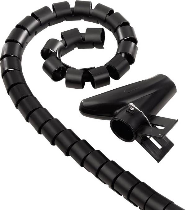 hama 00220998 Flexibler Spiral-Kabelschlauch, universal, 25 mm, 2 m, Schwarz