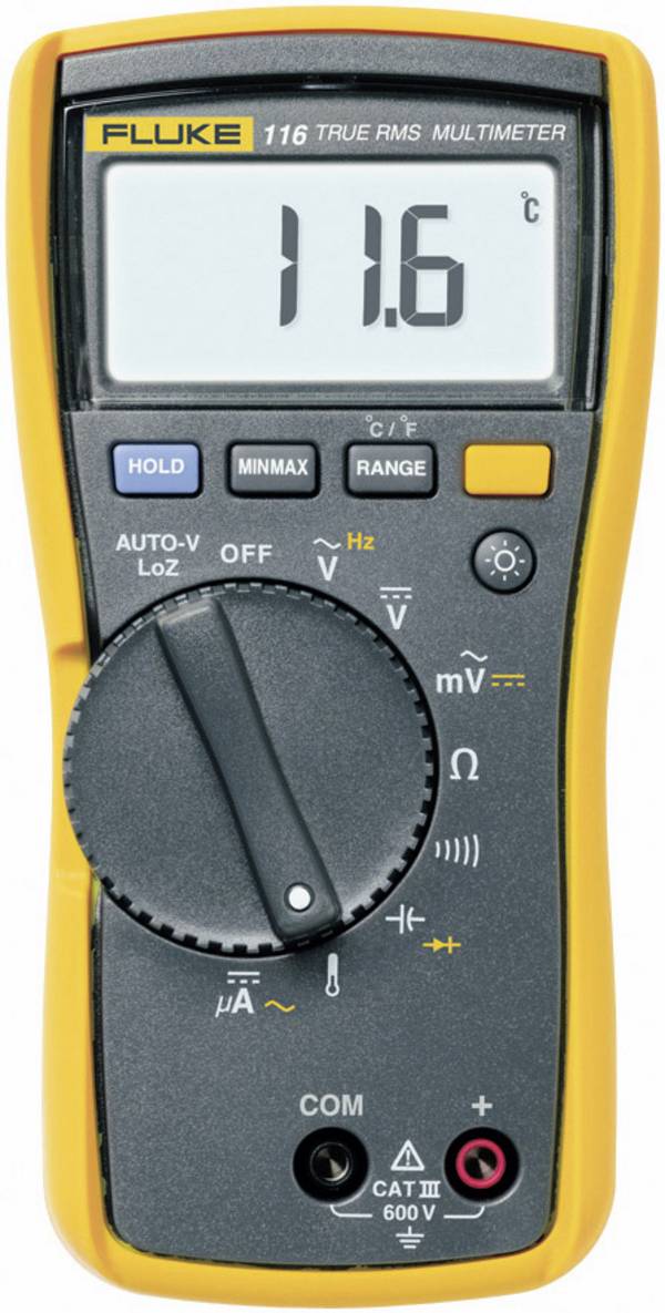 Fluke 116 Hand-Multimeter kalibriert (DAkkS-akkreditiertes Labor) digital LoZ CAT III 600 V Anzeige (Counts): 6000