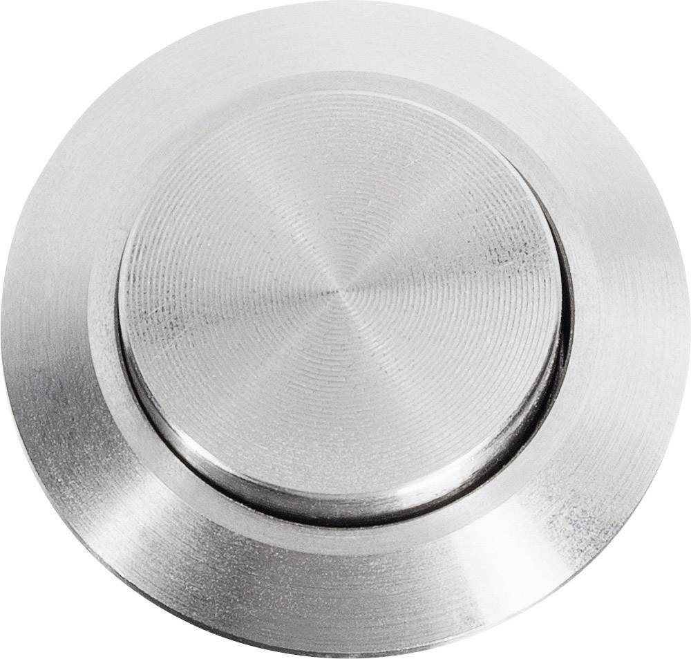 Runder Edelstahltaster mit glatter Oberfläche, geeignet für den Einbau in Maschinen oder Geräte zur Steuerungsfunktion.