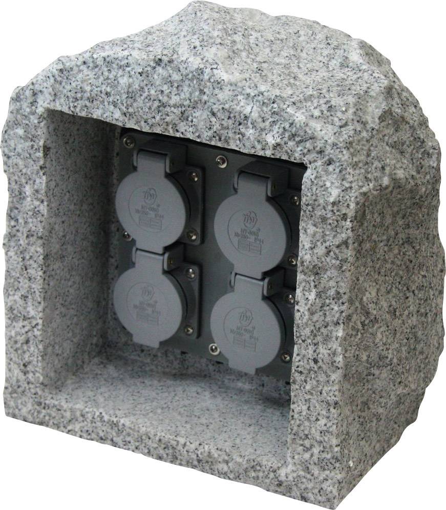 Heitronic 36070 Gartensteckdose 4fach GranitGrau (matt) im Conrad