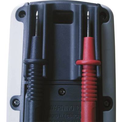 Digitalmultimeter mit roten und schwarzen Messleitungen.