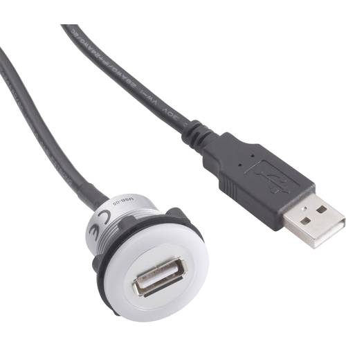 TRU COMPONENTS USB-05 USB-Einbaubuchse 2.0 Buchse, Einbau USB-Buchse Typ A, beleuchtet auf USB-Stecker Typ A mit 60 cm K...