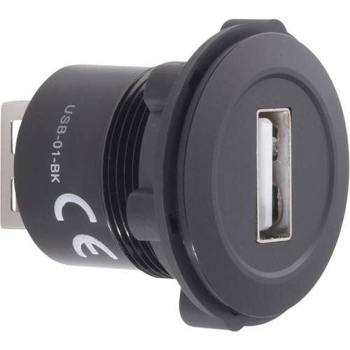 TRU COMPONENTS USB-01-BK USB-Einbaubuchse 2.0 Buchse, Einbau USB-Buchse Typ A auf USB-Buchse Typ A Inhalt: 1 St.