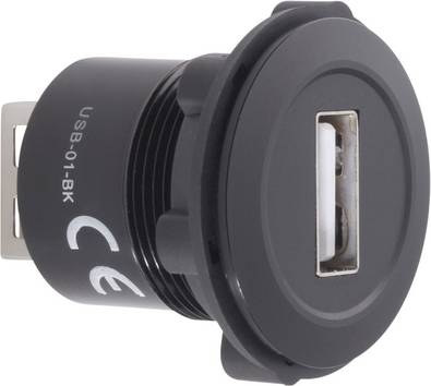 TRU COMPONENTS USB-01-BK USB-Einbaubuchse 2.0 Buchse, Einbau USB-Buchse Typ A auf USB-Buchse Typ A Inhalt: 1 St.