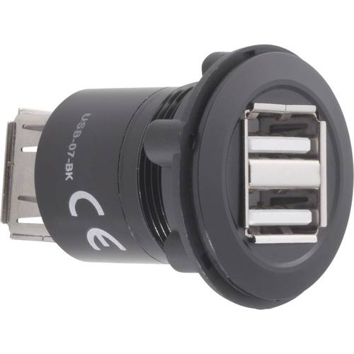 TRU COMPONENTS USB-07-BK USB-Doppeleinbaubuchse 2.0 Buchse, Einbau, Adapter 2 x USB-Buchse Typ A auf 2 x USB-Buchse Typ ...
