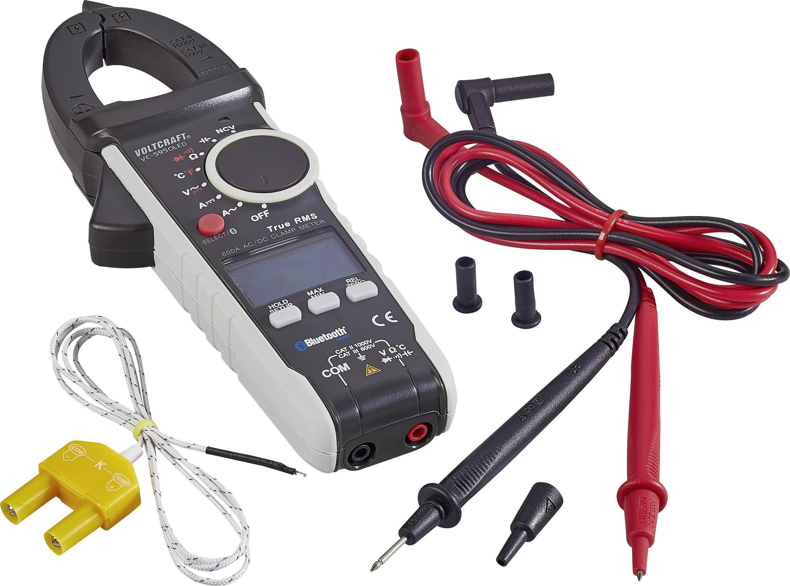 VOLTCRAFT VC-595OLED Stromzange digital OLED-Display CAT III 600 V, CAT II 1000 V Anzeige (Counts): 6000-8