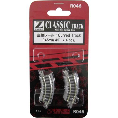7297046 Z Rokuhan Gleis (mit Bettung) Gebogenes Gleis 45 ° 45 mm 4 St.