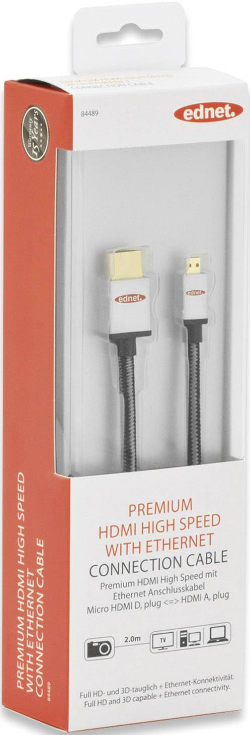 ednet Anschlusskabel High Speed, Micro HDMI-D - HDMI-A, 2,0m (8084490)-2