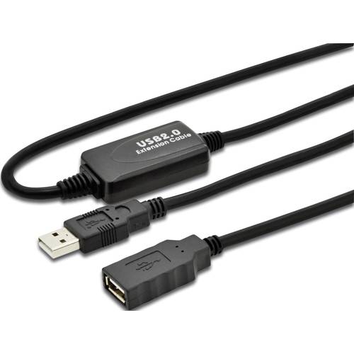 Digitus USB-Kabel USB 2.0 USB-A Stecker, USB-A Buchse 10.00 m Schwarz DA-73100-1