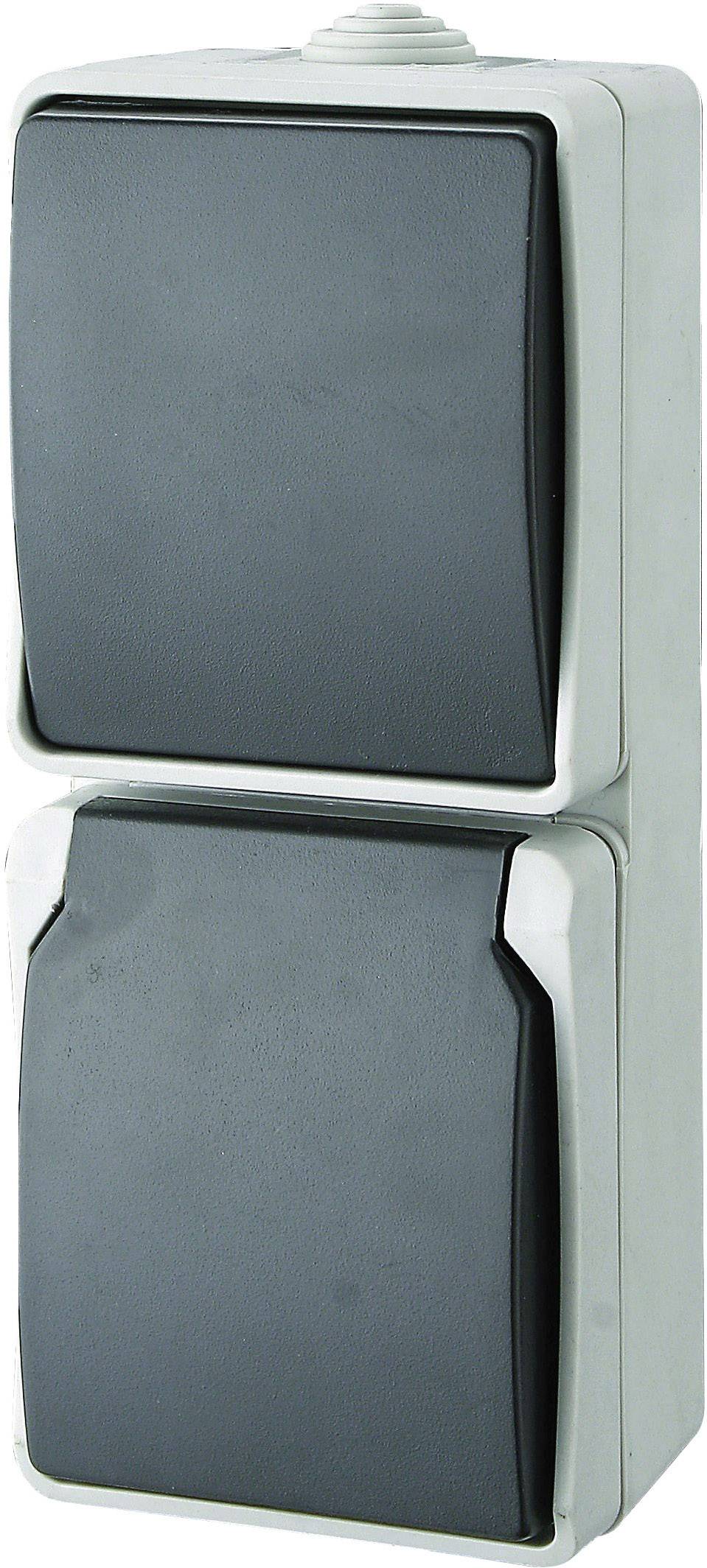 GAO 9878 Feuchtraum-Schalterprogramm Schalter/Steckdosen Kombination Standard Grau 1 St.