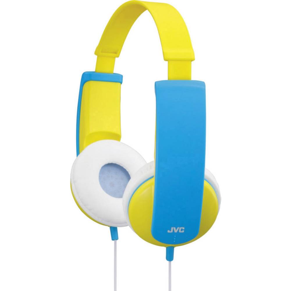 JVC HA-KD5-Y-E On Ear koptelefoon Kinderen Kabel Geel, Blauw Volumebegrenzing, Lichtgewicht