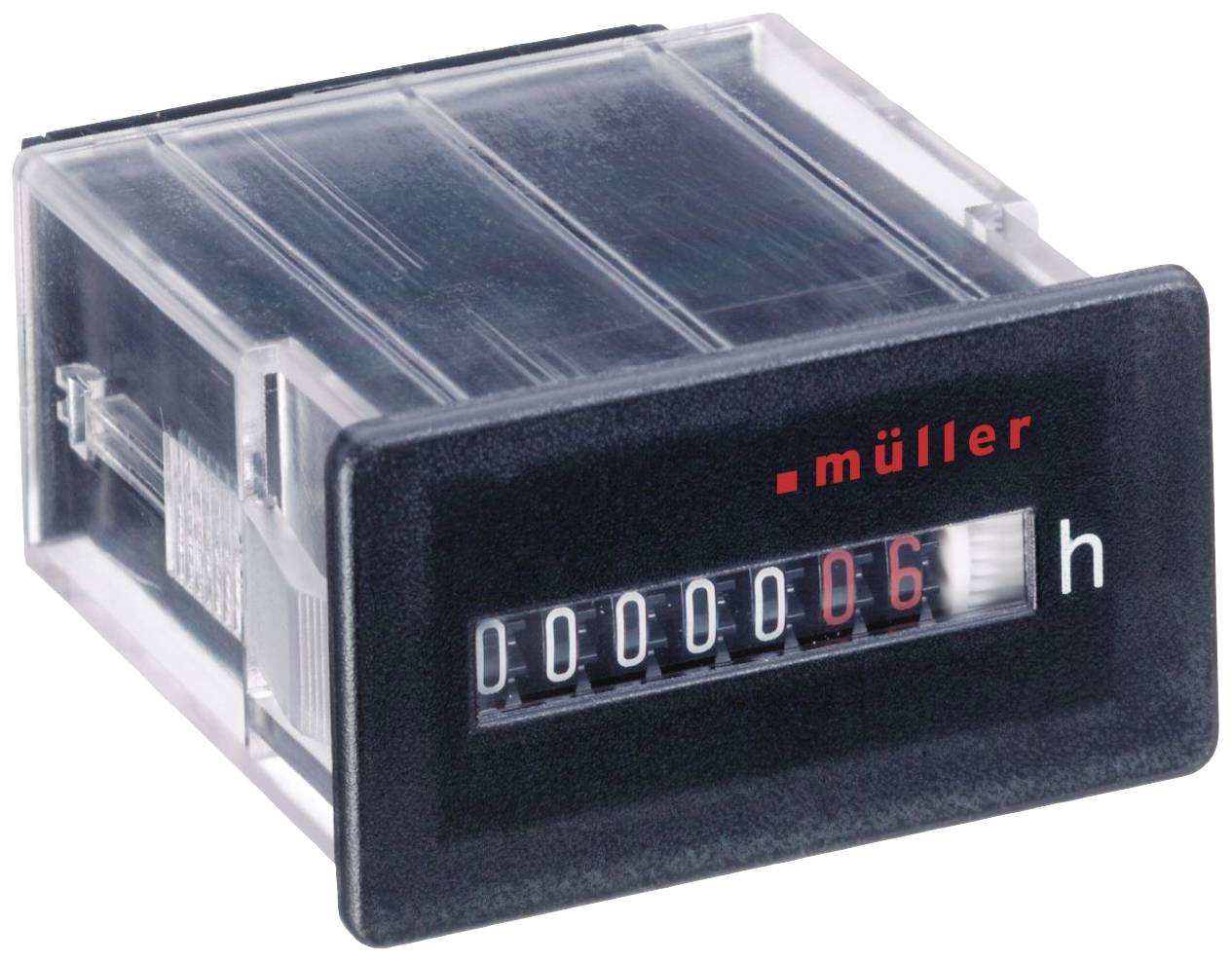 HUGO MÜLLER Müller BW3018 Betriebsstundenzähler Rollenzählwerk, Schalttafeleinbau, Einbaumaße 50 x 2