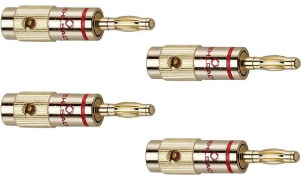 Oehlbach 3001 Lautsprecher-Steckverbinder Stecker, gerade   Gold 4 St.