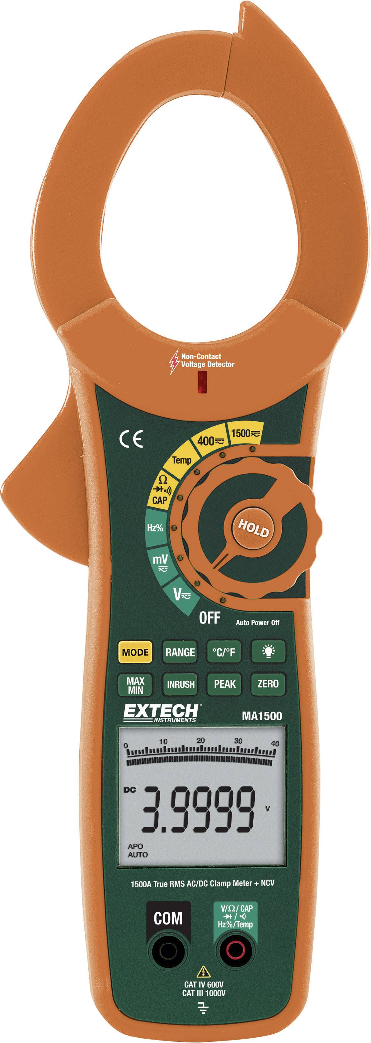 EXTECH Stromzange, Hand-Multimeter digital Extech MA1500 Kalibriert nach: DAkkS CAT III 1000 V, CAT