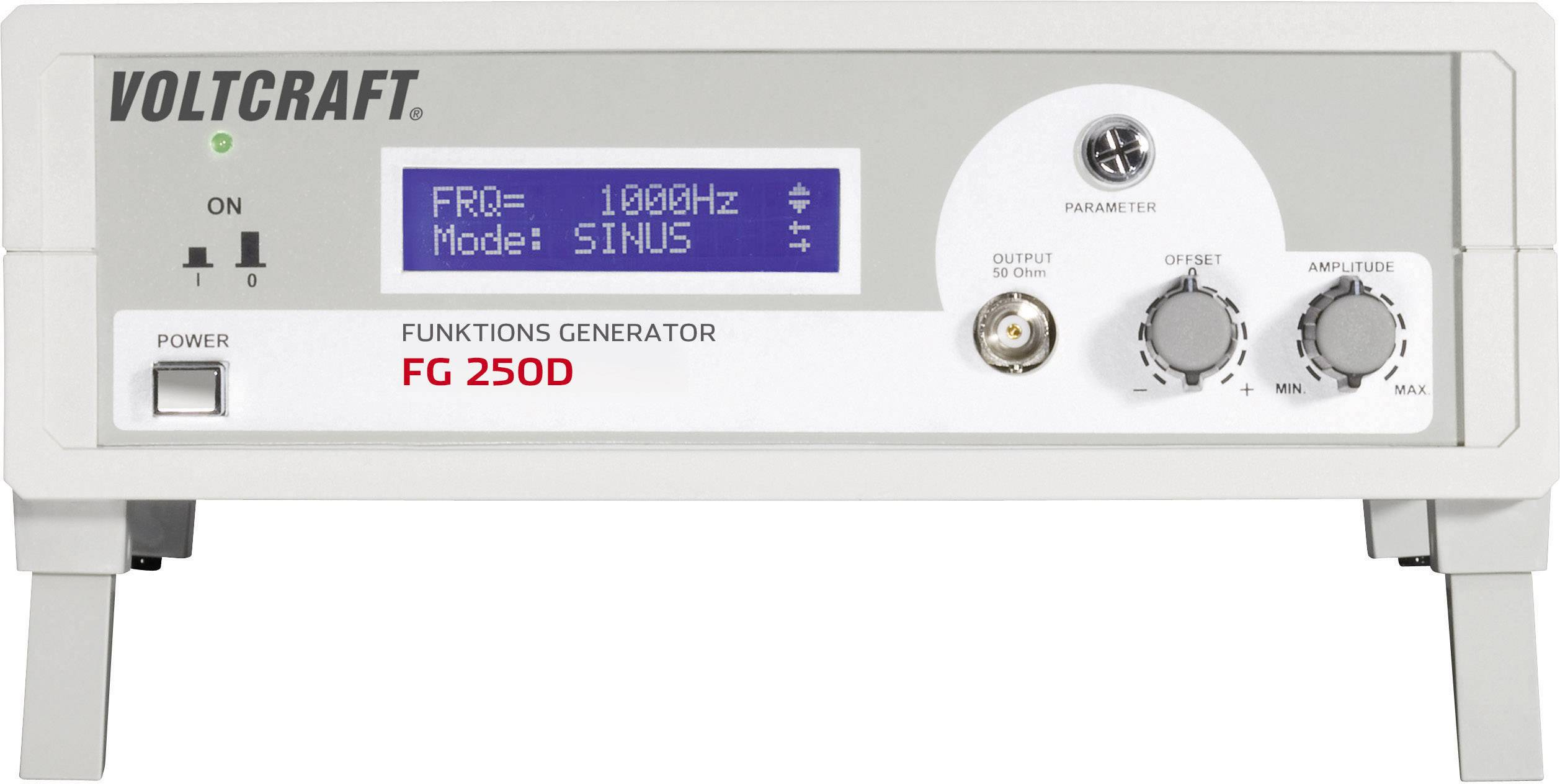 Ein Funktionsgenerator des Modells FG 250D von Voltcraft. Er zeigt eine Frequenz von 1000 Hz und den Modus 'SINUS' auf dem Display.
