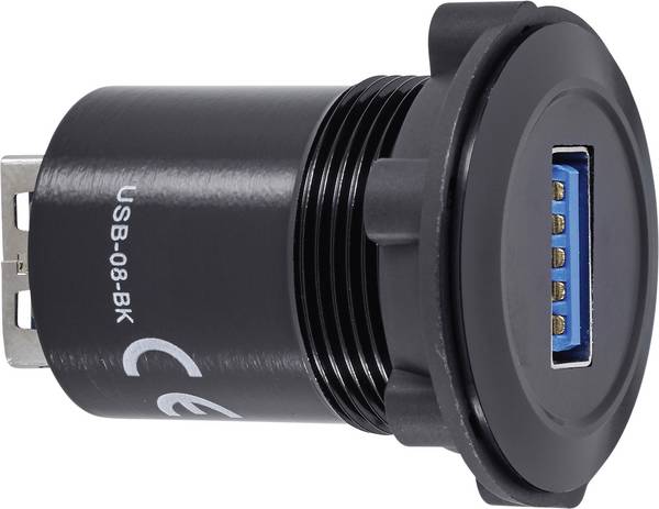 TRU COMPONENTS USB-08-BK USB-Einbaubuchse 3.0 Buchse, Einbau Inhalt: 1 St.