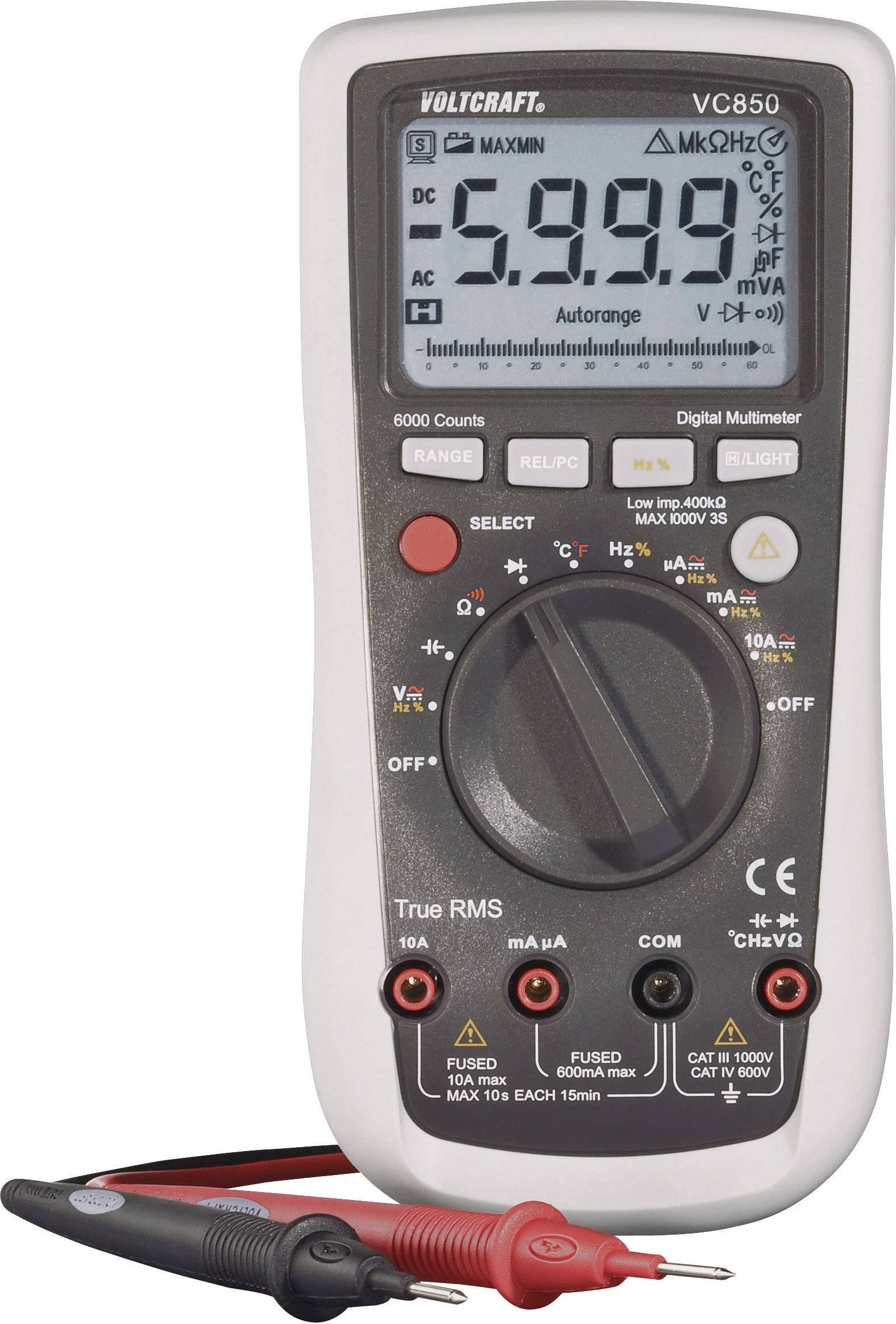 VOLTCRAFT VC850 Hand-Multimeter digital CAT III 1000 V, CAT IV 600 V Anzeige (Counts): 6000-9