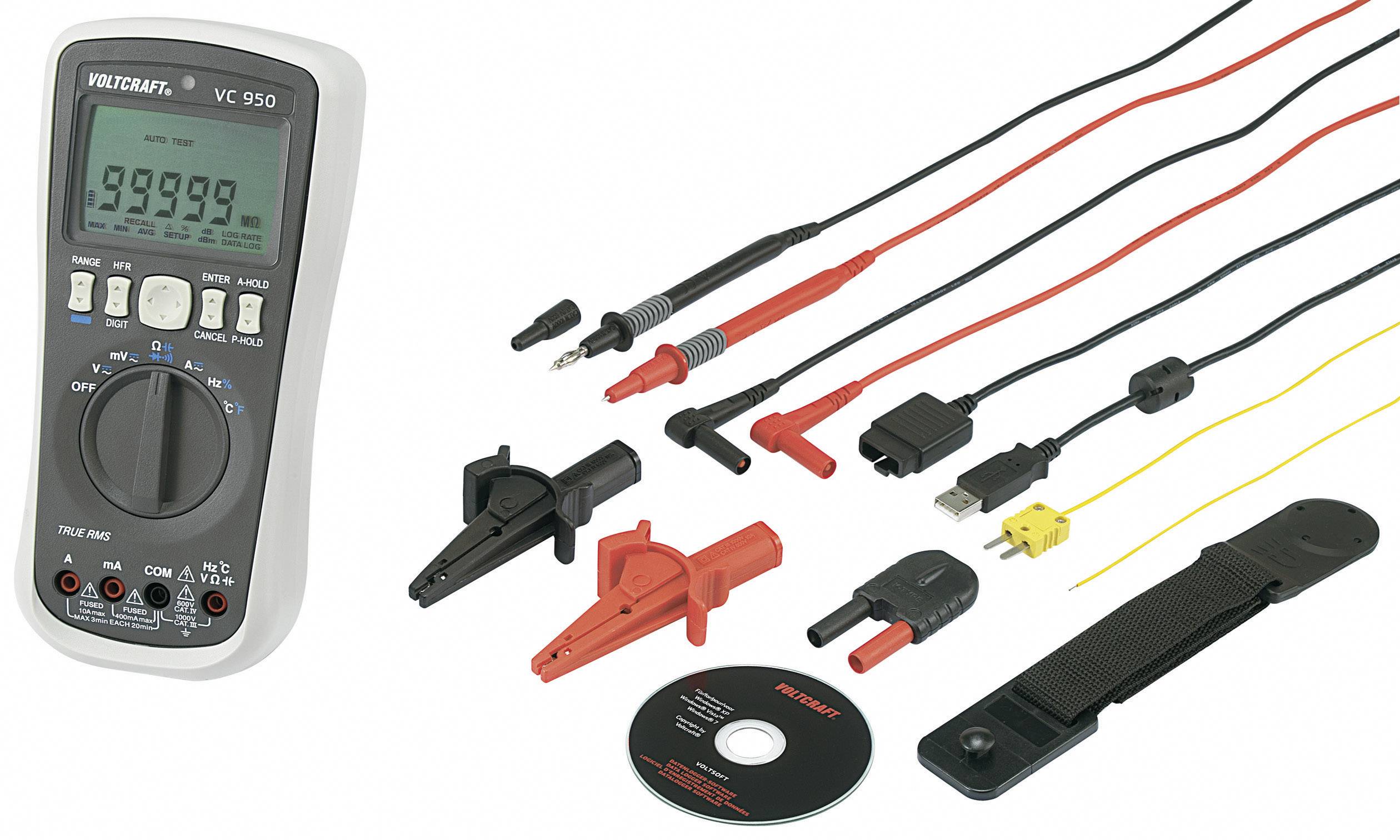 VOLTCRAFT VC950 Hand-Multimeter digital Datenlogger CAT III 1000 V, CAT IV 600 V Anzeige (Counts): 100000-5