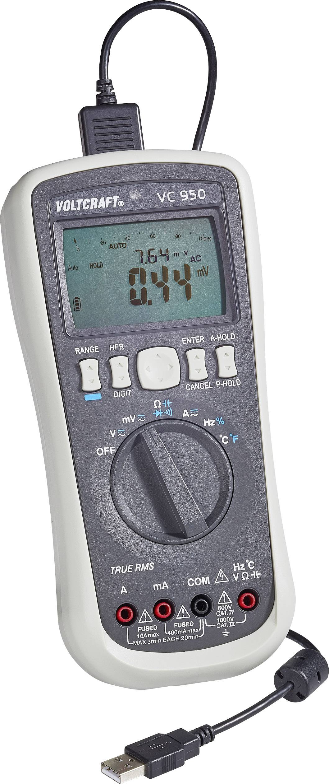 VOLTCRAFT VC950 Hand-Multimeter digital Datenlogger CAT III 1000 V, CAT IV 600 V Anzeige (Counts): 100000-7