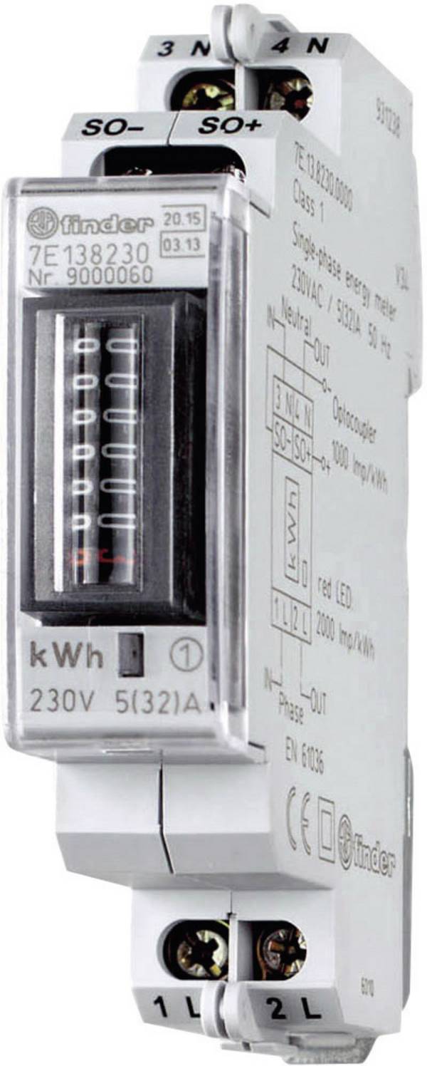 Finder 7E.13.8.230.0010 7E.13.8.230.0010 Wechselstromzähler mechanisch 32 A MID-konform: Ja 1 St.