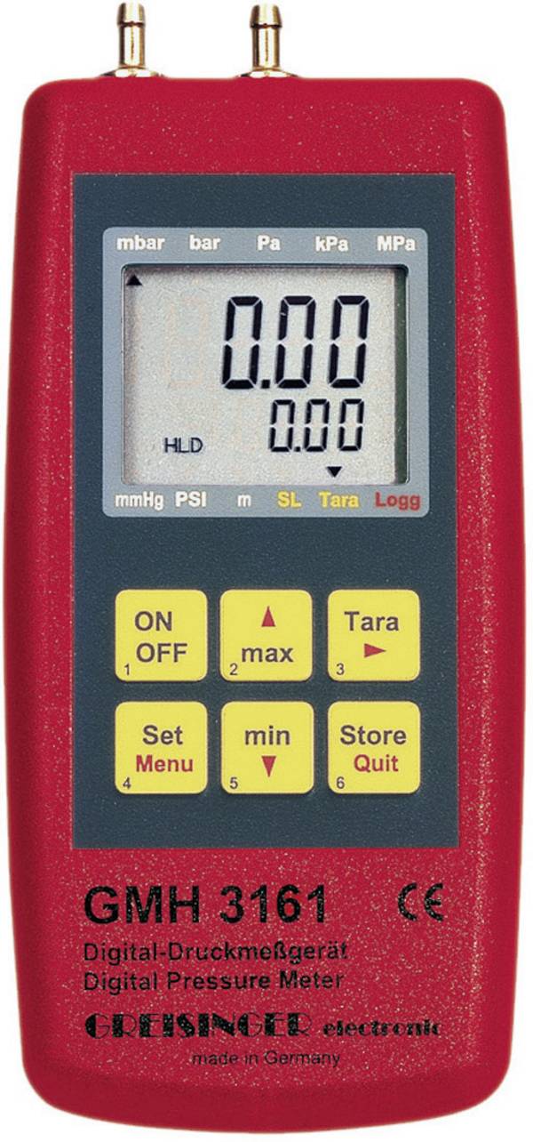 Greisinger GMH 3161-01 Druck-Messgerät kalibriert (DAkkS-akkreditiertes Labor) Luftdruck, Nicht aggressive Gase, Korrosive Gase -0.001 - 0.025 bar